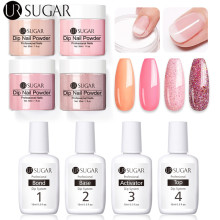 UR SUGAR 8pcs Dipping System Nail Kit Dipping Nail Powder With Base Activator Liquid Gel Nail Color Natural Dry Without Lamp