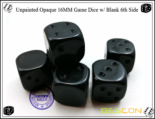 Unpainted Opaque Dice 16MM with Blank 6th Side-3