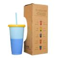 5 Magic water Cup Color Changing Cold Cups Straw Cup Summer big Cold Drinks Mug 710ml Reusable Plastic Tumbler with Lid bar cup