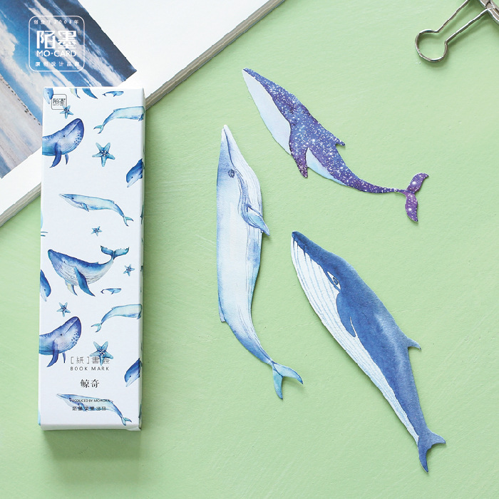 30 pcs/box Whale Fish paper bookmark stationery bookmarks book holder message card school supplies papelaria