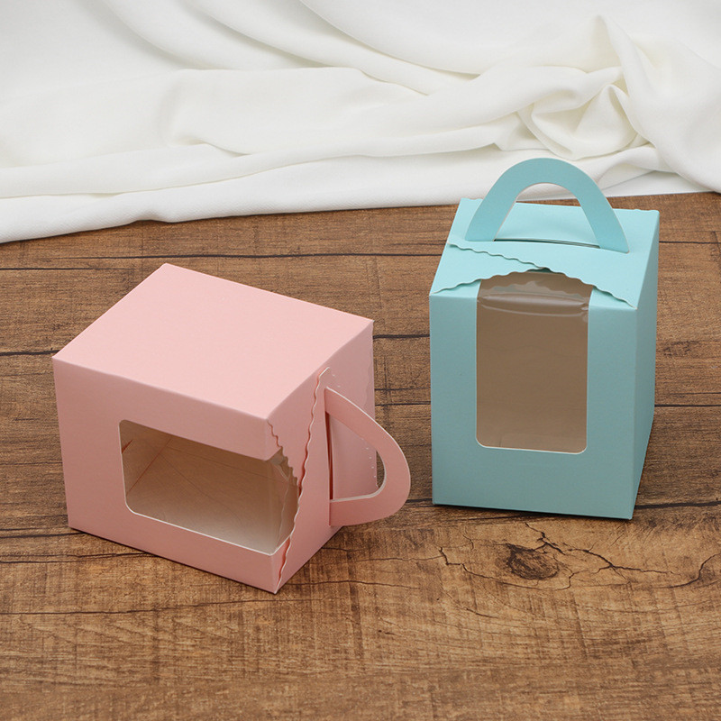 3PCS DIY Paper Box with Window White/kraft Paper Gift Box Cookie Dragee Packaging for Wedding Home Party Paper Bags with Handles