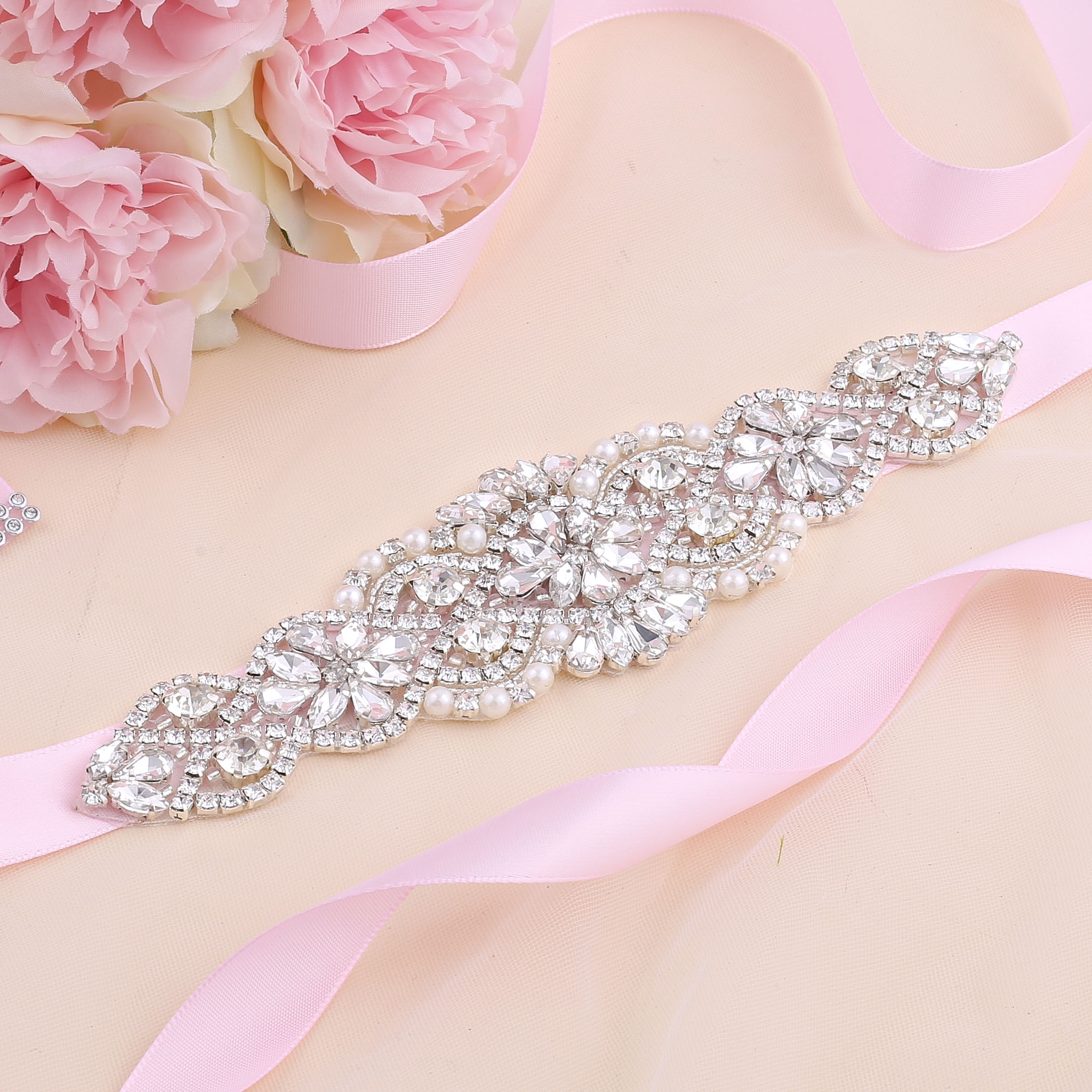 Luxury Silver Crystal Wedding Belts Ceintures De Mariage Rhinestone Applique Female belts for Bridal Accessories 2020