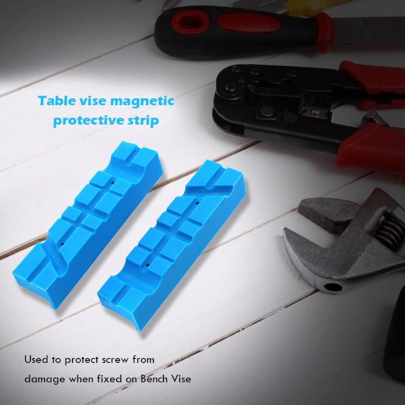2pcs/set Magnetic Vise Rubber Protector Jaw Soft Jaw Protective Jaws Face Pads V-groove with Horizontal Direction on One Side
