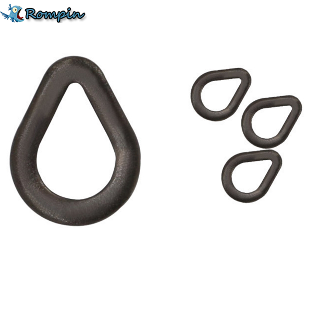 Rompin 100pcs/lot Carp Fishing Pear Shape Rig Rings Loops Swivels Carping Terminal Tackle Matt Black Color S M L Size