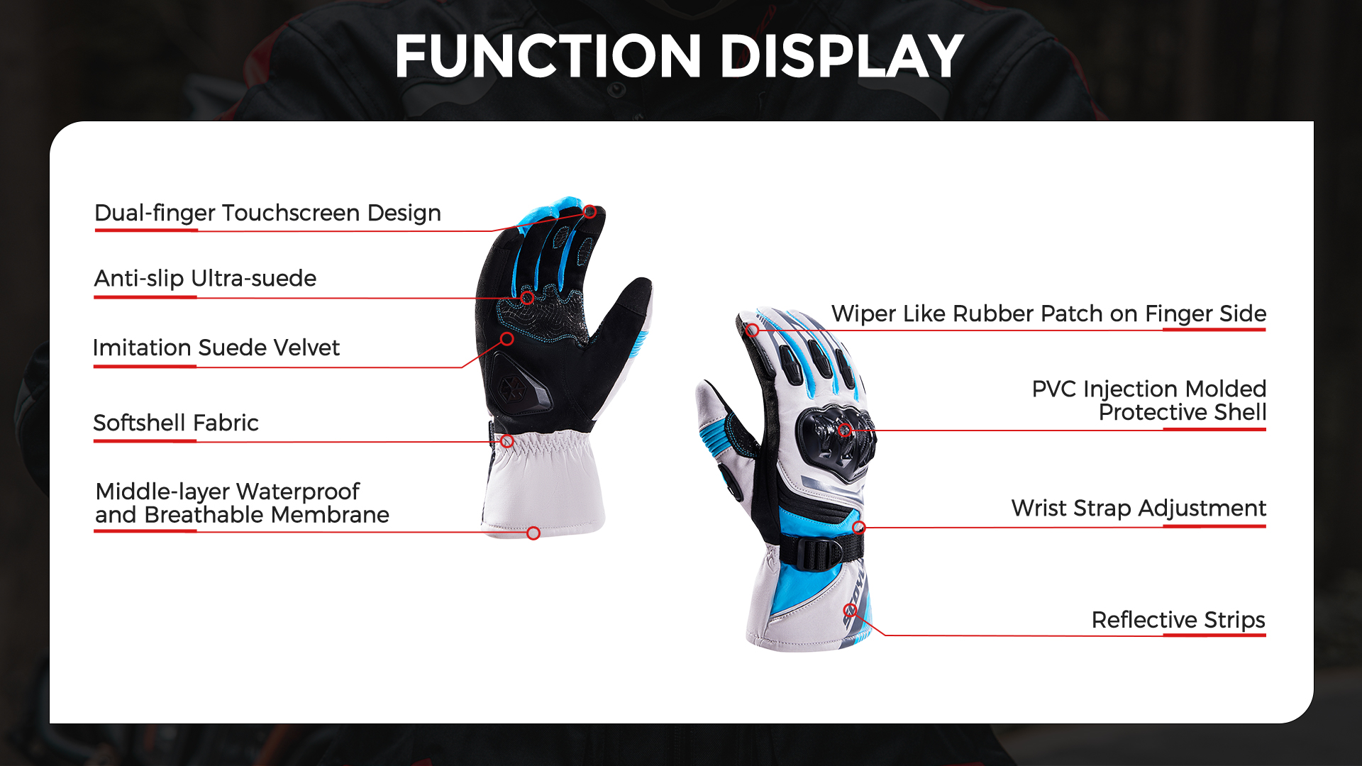 waterproof heated moto gloves