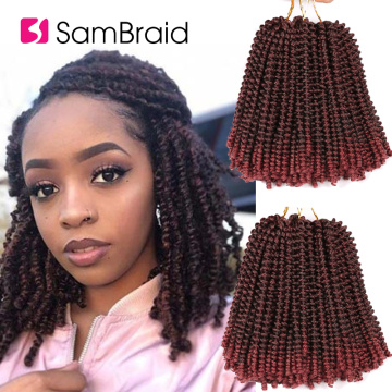 SAMBRAID Flully Spring Twist Hair Crochet Braids 8 Inch Nubian Twist Crochet Hair Synthetic Braiding Hair Extensions