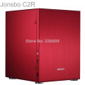 Jonsbo C2R C2 Red, HTPC ITX Mini computer case in aluminum, support 3.5'' HDD, USB3.0, Home theater computer, Others C3 V4