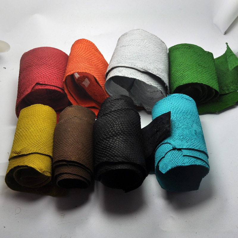 45*10cm Colorful Genuine Salmon Fish Leather Piece Multi Color Optional DIY Bag Belt Shoes Accessories