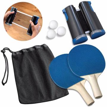Portable Table Tennis Set 1.9M Telescopic Net Rack 1 Pair Table Tennis Paddle Pingpong Training Accessories Set Dropshipping