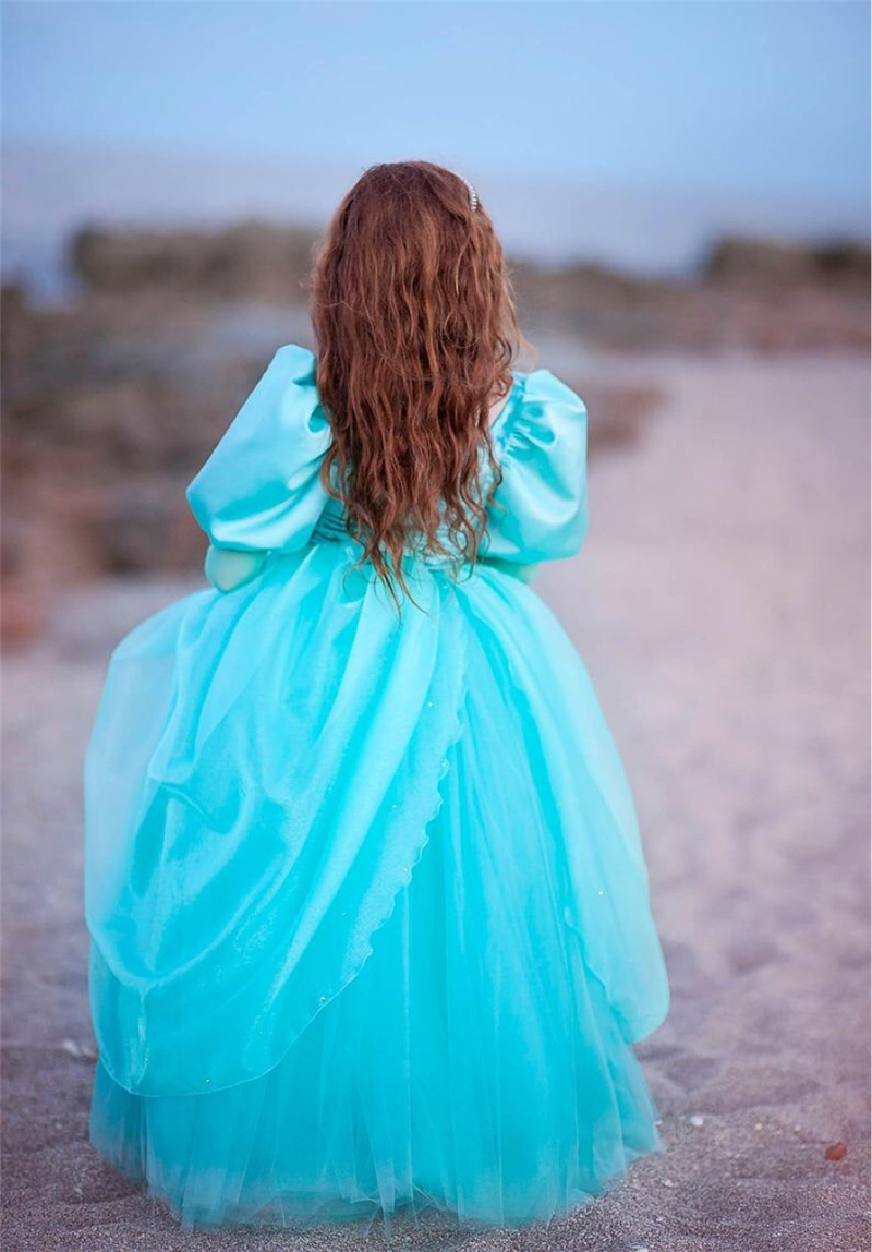 NEW Fancy Little Mermaid Dress for Girls Princess Jasmine Dress Kids Birthday Party Ball Gown Tangled Rapunzel Children Clothing