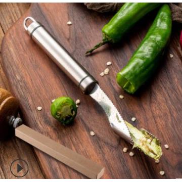 Chili Pepper Corer Stainless Steel Vegetable Chili Seed Remover Kitchen Tools, Easy to Use