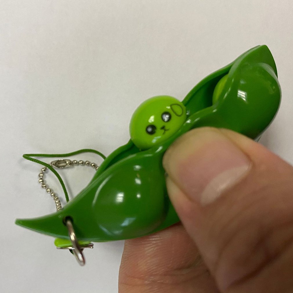 Cute Toy Squeeze Bean Keychain Pendant Mobile Phone Chain Pea Pendant For Reducing Anxiety And Stress