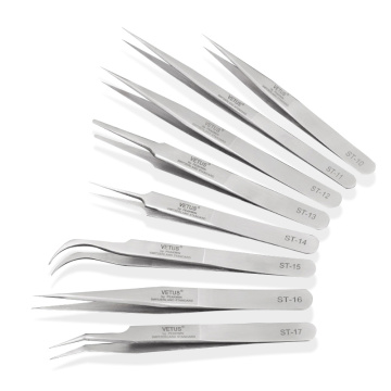 VETUS White ST 10-ST 17 Mink Eyelash Extension Tweezers Stainless Steel Antistatic Direct And Bend False eyelash tweezer