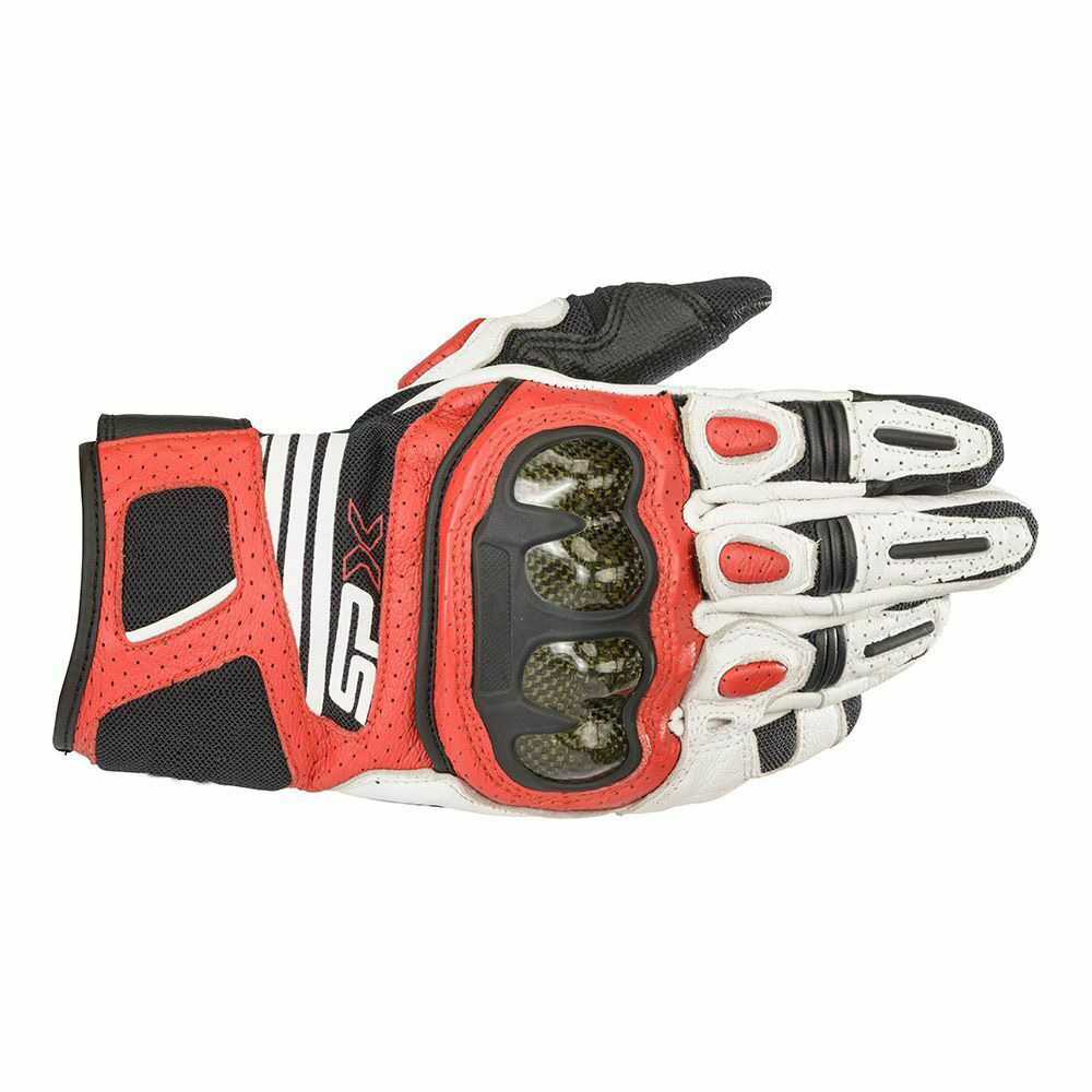 Alpine SPX Motorcycle Leather Gloves Motocross ATV Bike Riding White Red Whiet Gloves