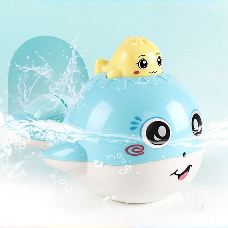 Baby Cartoon Floating Whale Bath Toy Water Spraying Tool Bathroom Shower Toys For Children Hammer Rattles Funny Bathing Games