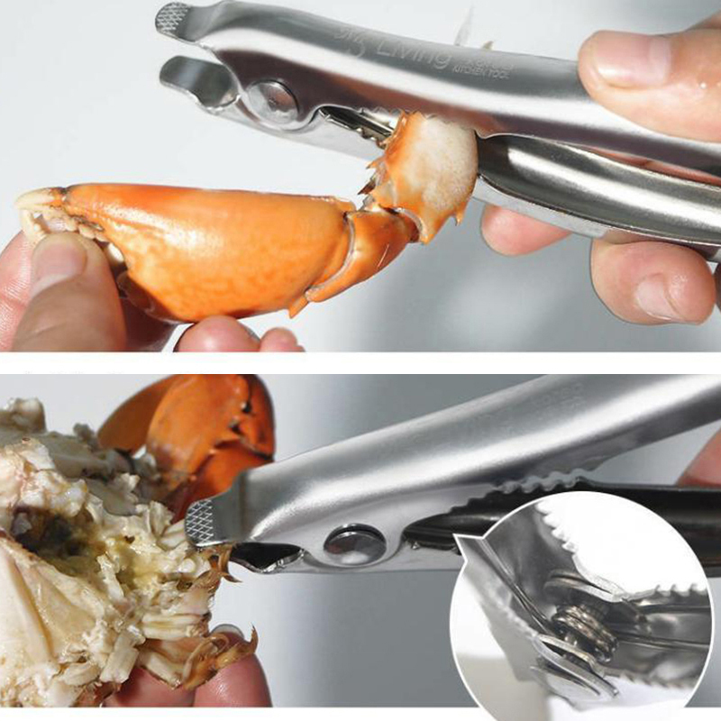 3pcs/Set Seafood Tool Sets Crab Crackers Picks Spoons Stainless Steel Crab Peel Shrimp Tool Lobster Clamp Pliers Clip Pick Set
