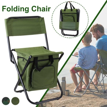 Portable Folding Beach Chair Folding Fishing Chair Backpack Insulation with Cooler Bag Seat Camping Chairs Folding Stool Chair