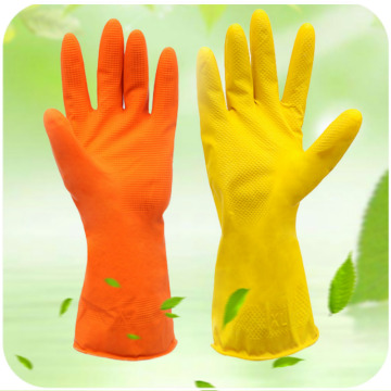 2 Pcs/pair Waterproof Latex Gloves Yellow Orange Dish Washing Gloves Kitchen Dishwash Gloves Reusable Household Cleaning Tools