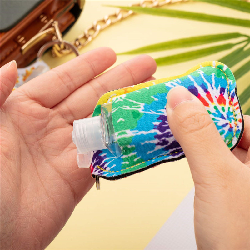 2pcs Empty Bottle With Keychain Holder 30ml Flip Cap Reusable Bottle With Keychain Carrier Refillable Bottles For Soap Liquid