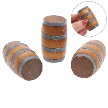 1Pcs 1:12 Miniture Dollhouse Mini Wooden Red Wine Barrel Beer Cask Beer Keg Decor For Dollhouse Decals