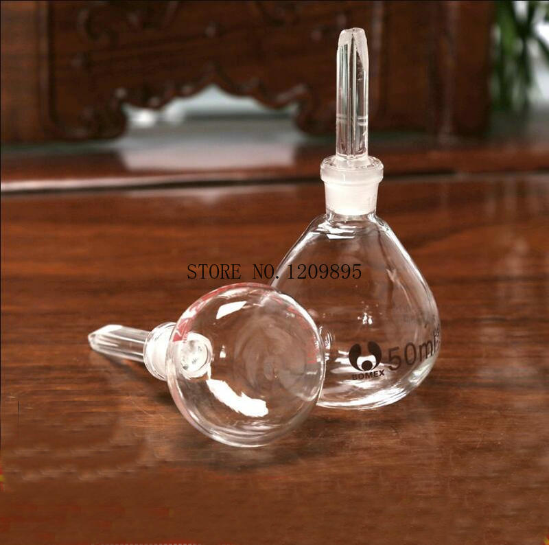 1Piece lab 5ml 10ml 25ml 50ml 100ml Glass pycnometer ball-shape gravity bottle picknometer for Glassware