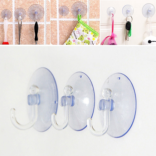 10Pcs Transparent Wall Hooks Suckers Kitchen Bathroom Hangers Suction Cup Hooks