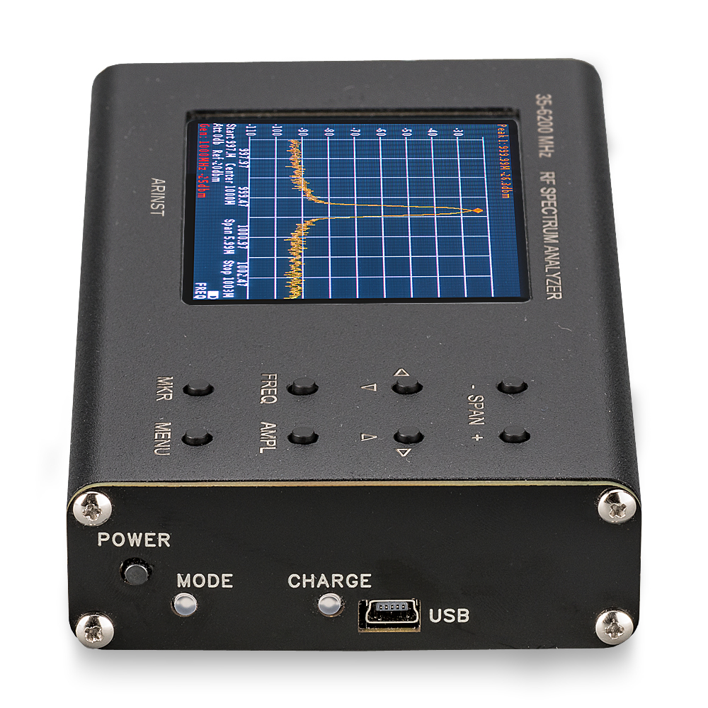 Portable RF spectrum analyzer Arinst SSA-TG R2 with tracking generator 35-6200 MHz, with touch screen