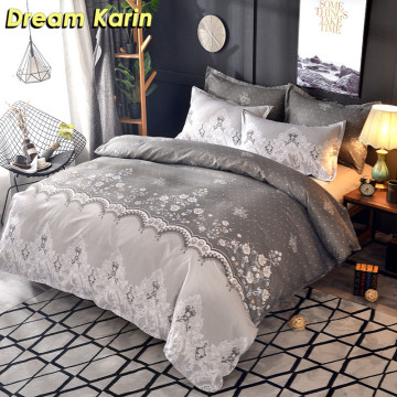 Floral Lace Printed Luxury Bedding Set Nordic King Size Duvet Cover Sets Single Double Queen Quilt Covers Bed Linens Bedclothes