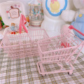 Supermarket Hand Trolley Mini Shopping Cart Desktop Decoration Storage Toy Gift Creative Wrought iron Home Storage Handcart Toys
