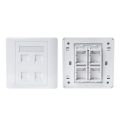 86 Type White Faceplate Wall Plate Socket Four Ports Network LAN Telephone Panel RJ45 Plug