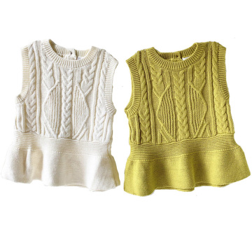 2019 New Arrival Baby Girls Knitted Vest Cotton Autumn Winter Ruffles Sleeveless Sweater Waistcoat Girls Tops BC790