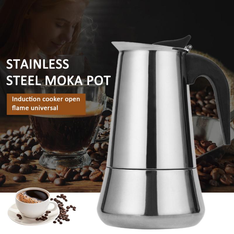 Coffee Maker Stainless Steel Italian Top Moka Espresso Cafeteira Expresso Percolator 100/200/300/450ML Stovetop Coffee Maker Pot