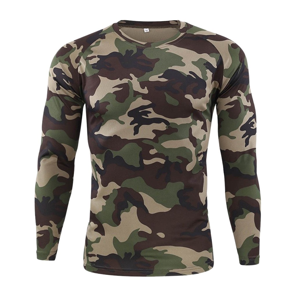 Long Sleeve Sport Shirt Men Outdoor Quick-drying Camouflage Fitness T Shirt Gym Tshirt Sportswear Dry Fit Men Running Shirt Tops