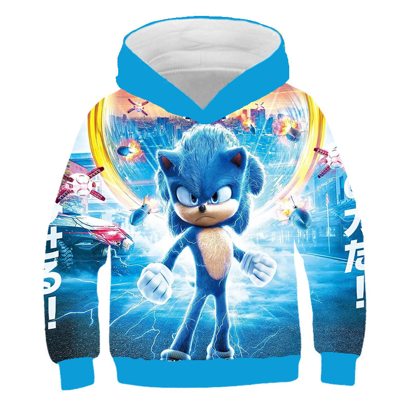 Cartoon Sonic the Hedgehog 3D Kids Hoodies for Girls Sonic Children's Sweatshirt for Boys Girls Sweat Shirt Child Hoodies Tops