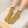 Socks Women Cotton Five Finger Ruffle Solid Color Toe Socks With 5 Toe Short Deodorant Toe Socks With Fingers Soks Woman Sock