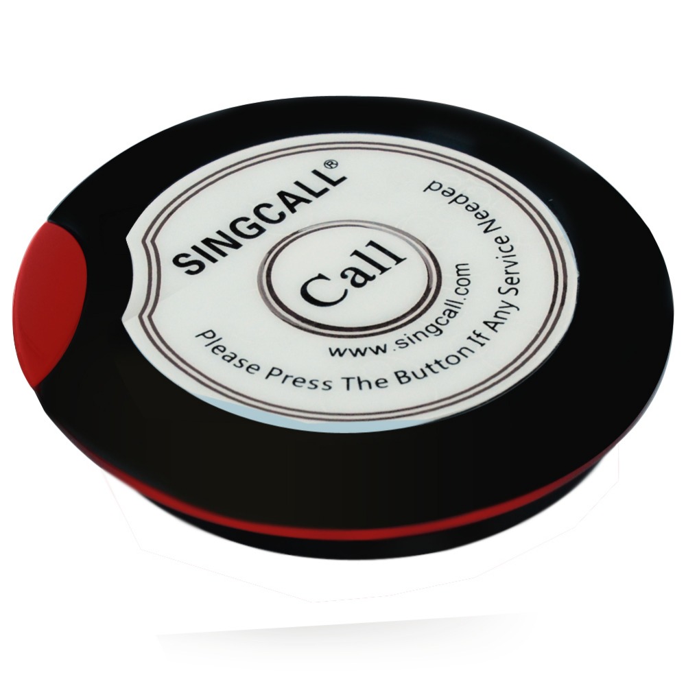 SINGCALL Wireless Restaurant Service Calling System Pager Coaster 1 New Bracelet Watch and 5 Ultrathin Single Call Buttons