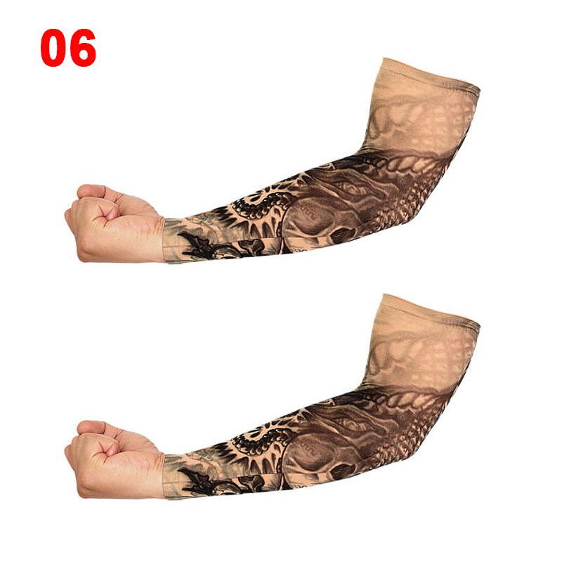 2PCS Outdoor Cycling Sports Tattoo Sleeves Elastic Arm Warmer 3D Tattoo Printed UV Protection MTB Bicycle Sleeves Arm Warmers