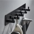 Black Robe Hook Bathroom Stainless Steel Towel Hook Bag Hat Hook Wall Mounted Clothes Coat Hook Wall Hanger Bathroom Hardware