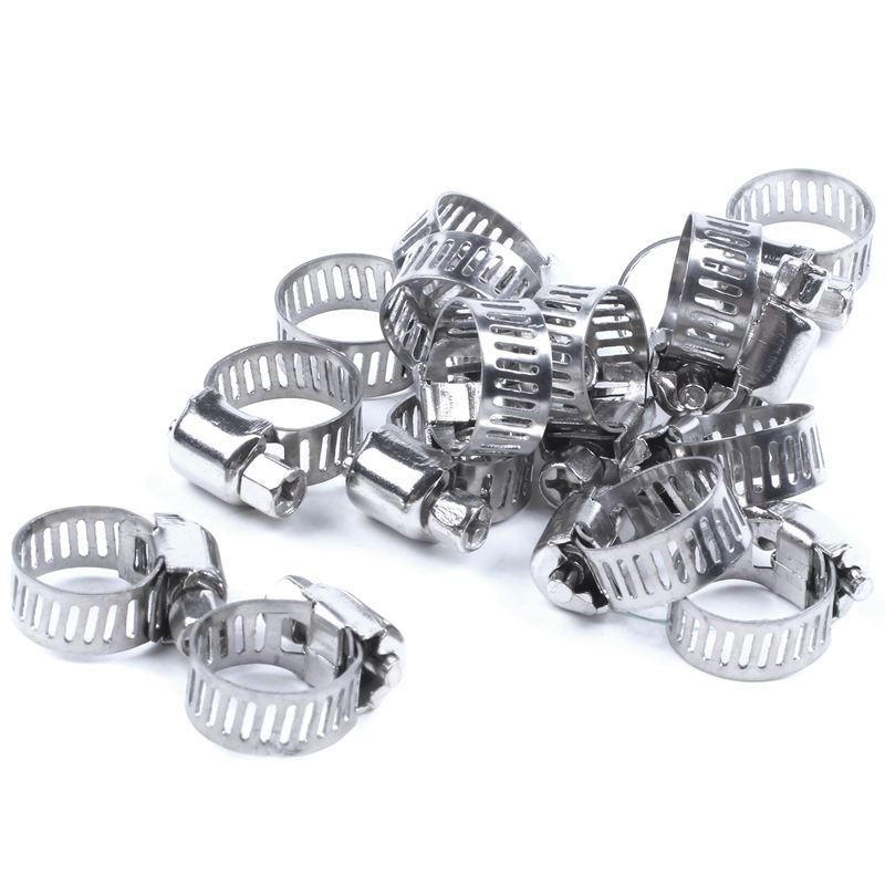 15 Pcs Stainless Steel 8mm to 12mm Hose Pipe Clamps Clips Fastener