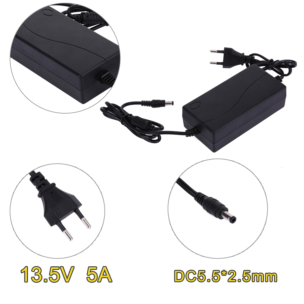Universal 13.5V 5A AC to DC Power Supply Adapter Dual Cable Converter 5.5x2.1-2.5m Light Monitor Device Electronic Instrument