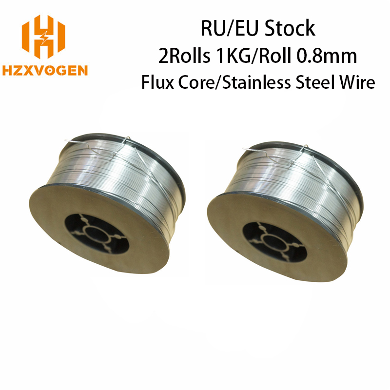 2 Rolls Welding Wire 0.8mm 1KG Flux Core Stainless Steel Wire Fit Gas or Gasless Soldering ARC MMA MIG Welder
