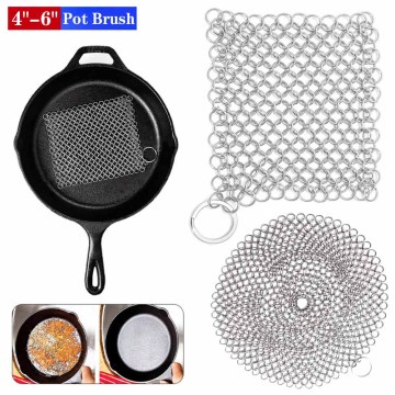 4in-6in 316 Cast Iron Cleaner Kitchen Rust Pot Pans Cleaning Scrubber Steel Rust Remover Scraper Brush Kit Metal Cleaning Brush
