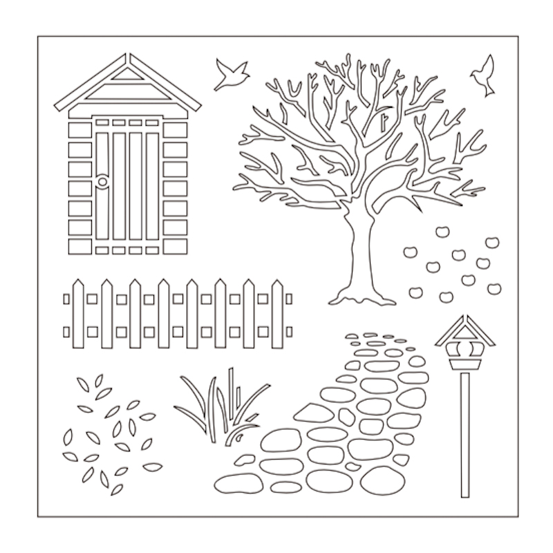 Rural Courtyard House Tree Plastic Stencil for Scrapbooking Embossing DIY Cards Decorative Drawing Template 6x6 inch New 2019