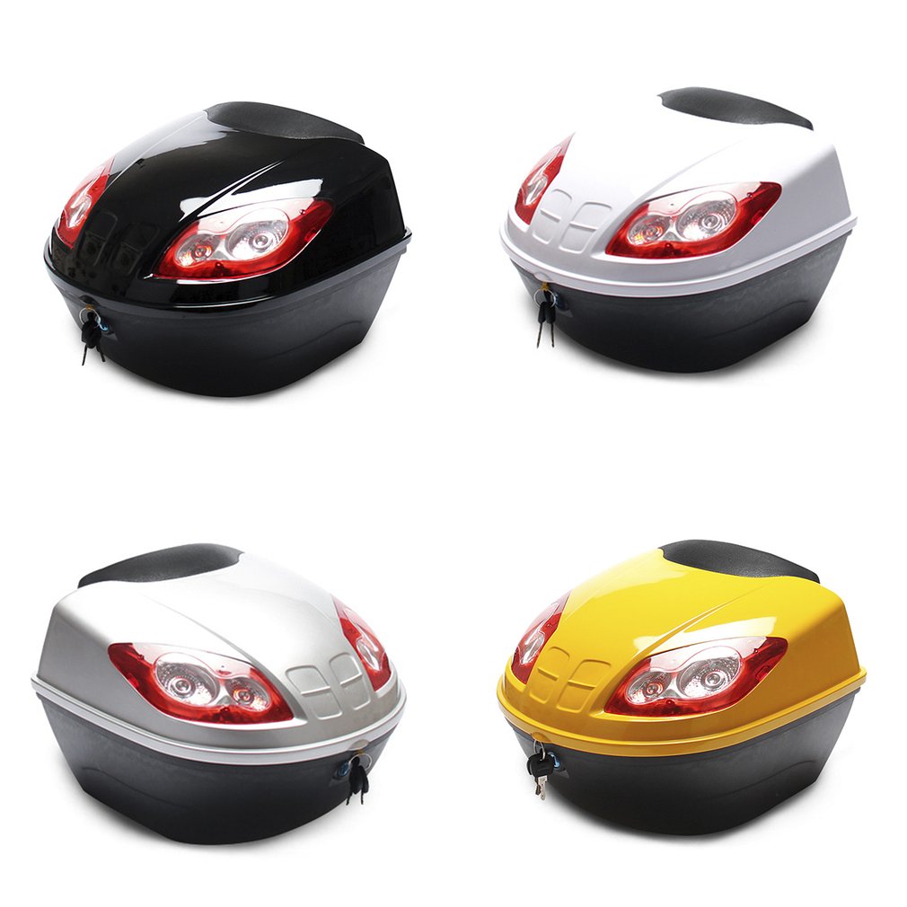 1Pcs Universal E-Bike Tail Box Motorcycle Top Hard Case Helmet Storage Case Tail Box Luggage Case With Reflective Lamp