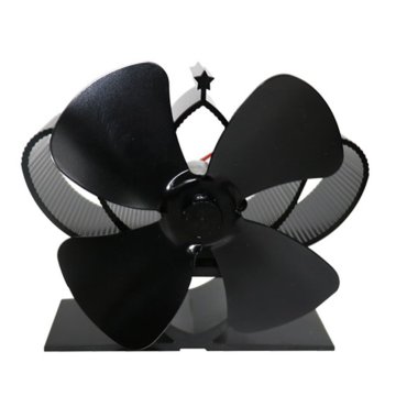 Black Fireplace 4 Blade Thermal Heat Powered Pellet Stove Fan Oven Wood Burner Eco Fan Tools for Decorative Accessories Portal