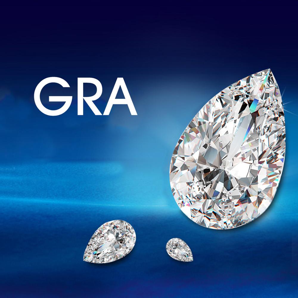 Szjinao Real 100% Loose Gemstone Moissanite Diamond 0.35ct 3*5mm D Color VVS1 Pear shaped GRA Moissanite Stone For Diamond Ring