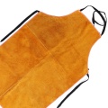 NEW-Full Cowhide Leather Electric Welding Apron Bib Blacksmith Apron Yellow Electric Welding Safety Clothing