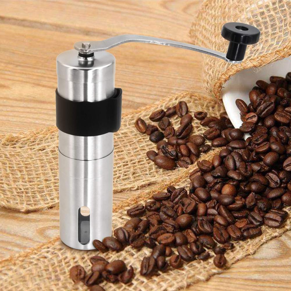 Manual Coffee Bean Grinder Stainless Steel Adjustable Coarseness Ceramic Burr Grinder Portable for Americano Expresso Ice Drip