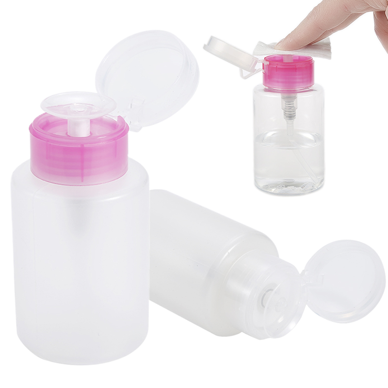 150ml Transparent Refillable Bottles Handy Liquid Container Nail Polish Remover Empty Bottle Press Pumping Dispenser Container