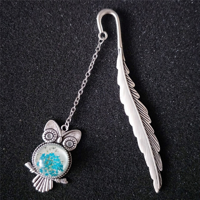 1pc Luminous Glow In The Dark Silver Copper Feather Shape Owl Bookmarks Creative Gift Cute School Supplies Bookmarks For Books